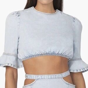 Weworewhat Light Blue Denim Crop Top - Size XS
